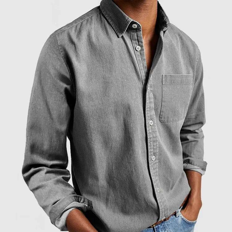 New Men's Shirt Long Sleeved Lapel Outfit