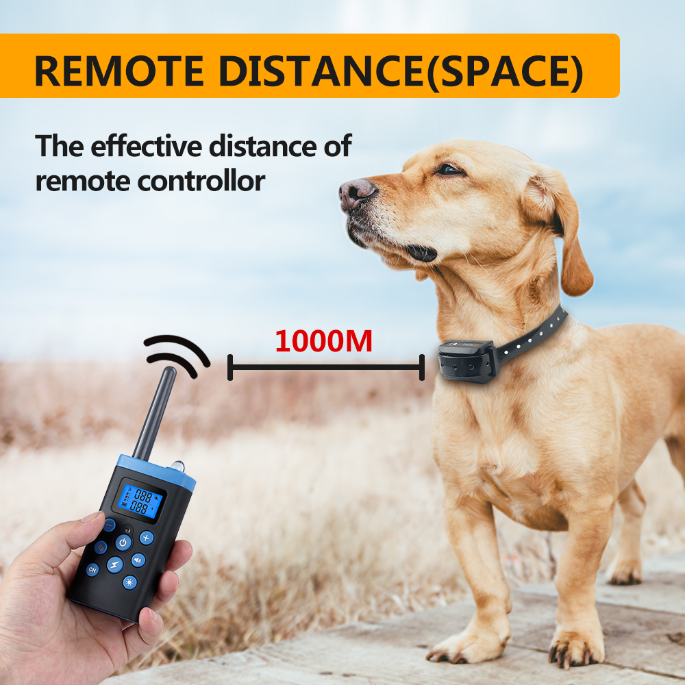 PaiPaitek 1000M Remote Controller Beep Vibrate Static Shock Dog Pet Trainer E Collar Anti Bark Barking Training Collar For Dogs