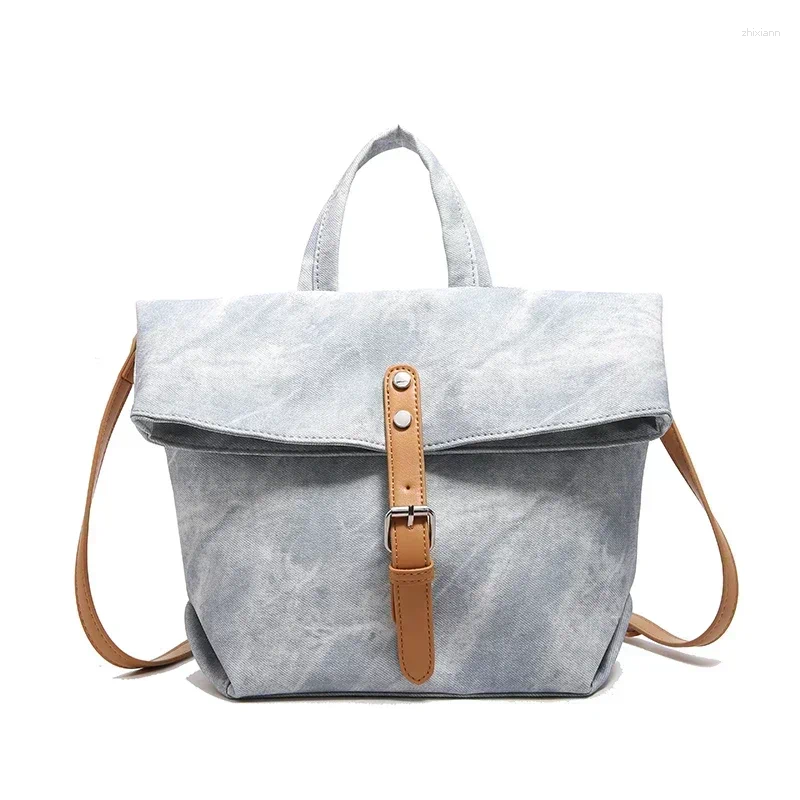 Totes Fashionable Versatile Shoulder Bags Solid Color Denim For Women Brand Casual Artistic Sweet Retro Bolsa zhanyishengli