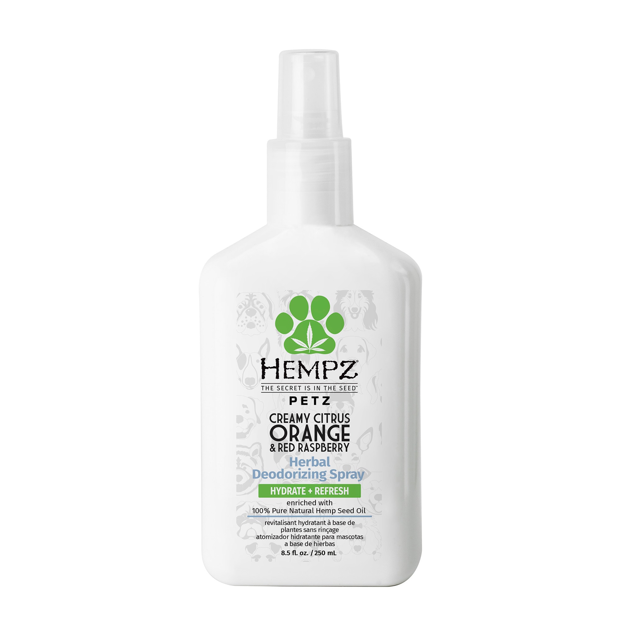HEMPZ Creamy Citrus Orange & Red Raspberry Herbal Deodorizing Spray for Dogs, 8.5 fl. oz.