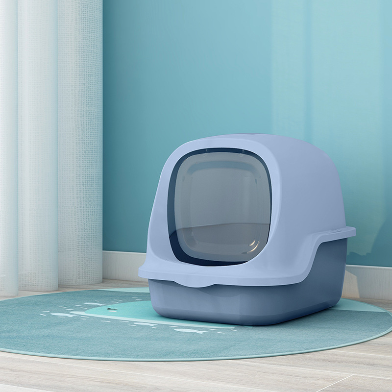 Oem Pet Cleaning Products Plastic Large Space Cat Toilet Box Closed Cat Litter Box Cat Litter Trays