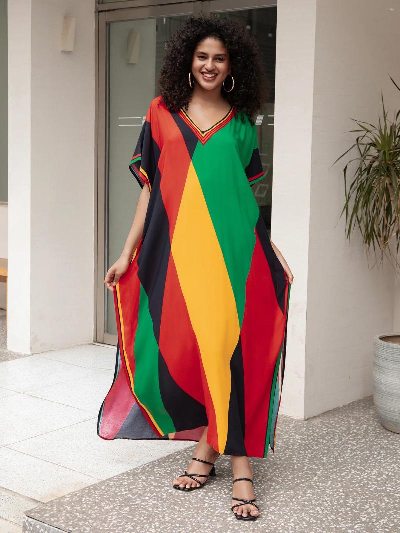 Beach Coverup Cotton Positioning Printed Vacation Robe Cross Border Europe America Summer Style