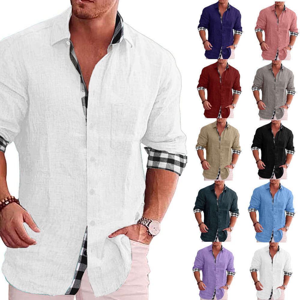 Men's Shirt Long Sleeved Autumn European American Casual Cotton And En Clothing B1