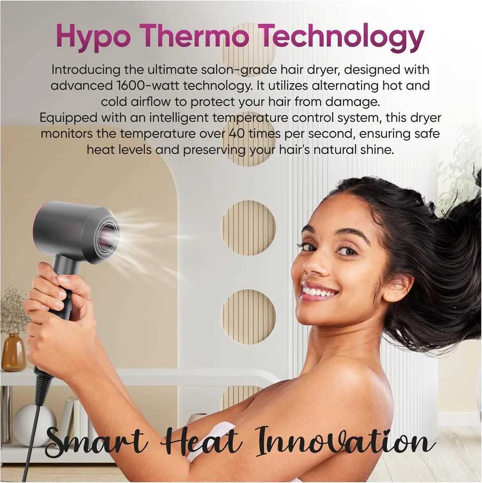Super Hair Dryer 220V Leafless Hair Drying Machine Personal Hair Care Styling Tool Constant Temperature Negative Ion Bass Baby Hair Drying Machine W24