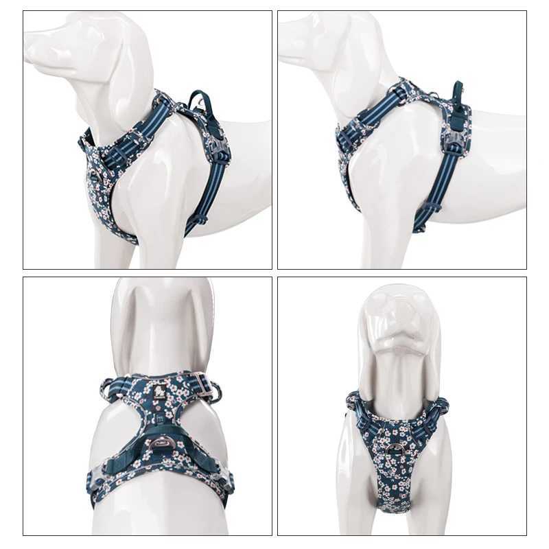 Truelove Pet Harness Flower Pullless Cotton Fabric Breathable Reflective Soft Cat Mini Walk Run TLH5655 X241125