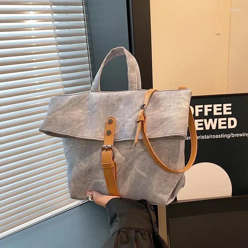 Totes Fashionable Versatile Shoulder Bags Solid Color Denim For Women Brand Casual Artistic Sweet Retro Bolsa zhanyishengli