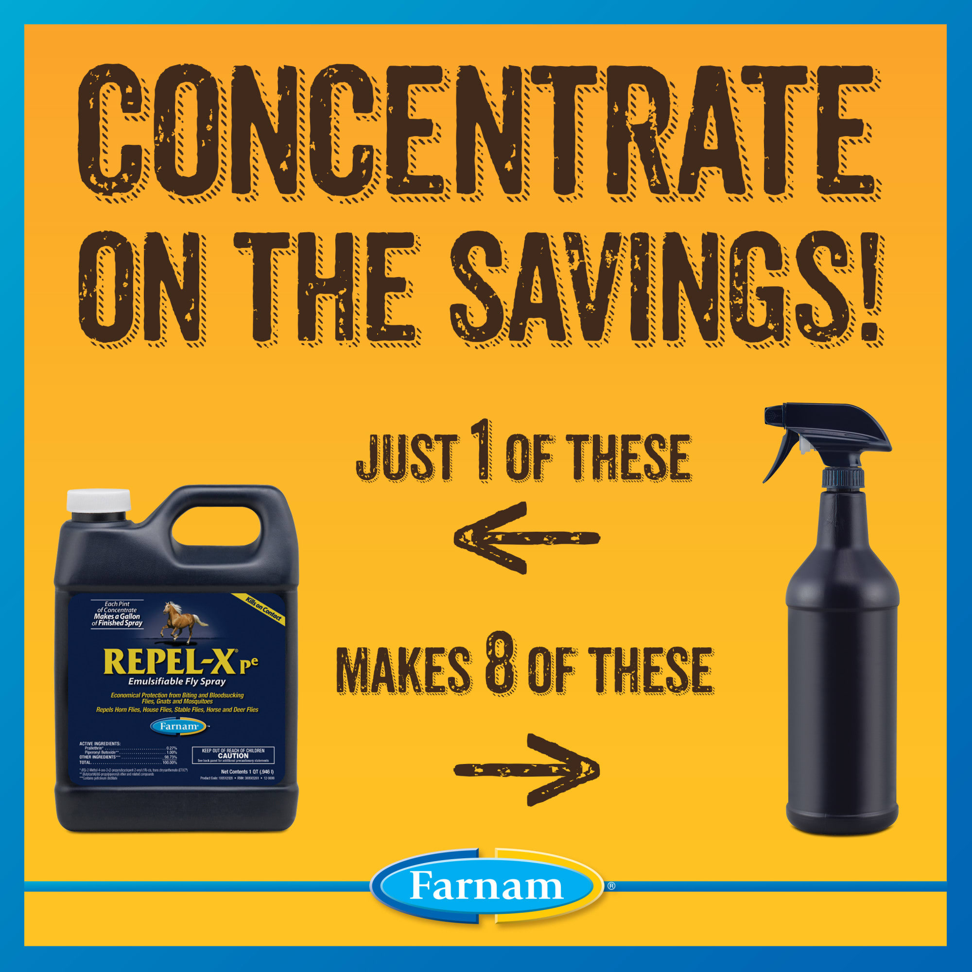 Farnam Repel-X Pe Emulsafiable Fly Spray for Horses, 32 fl. oz.