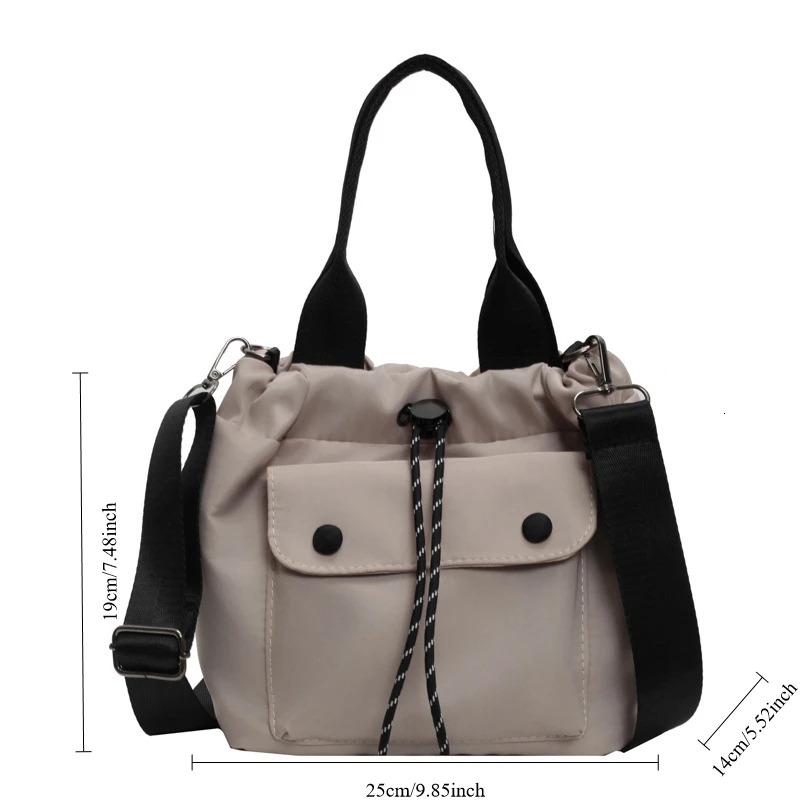 New Casual Drawstring Bucket Handle Waterproof Lightweight And Practical Nylon Cross Body Adjustable Designer Handbag Shoulder Bag Crossbody Bag