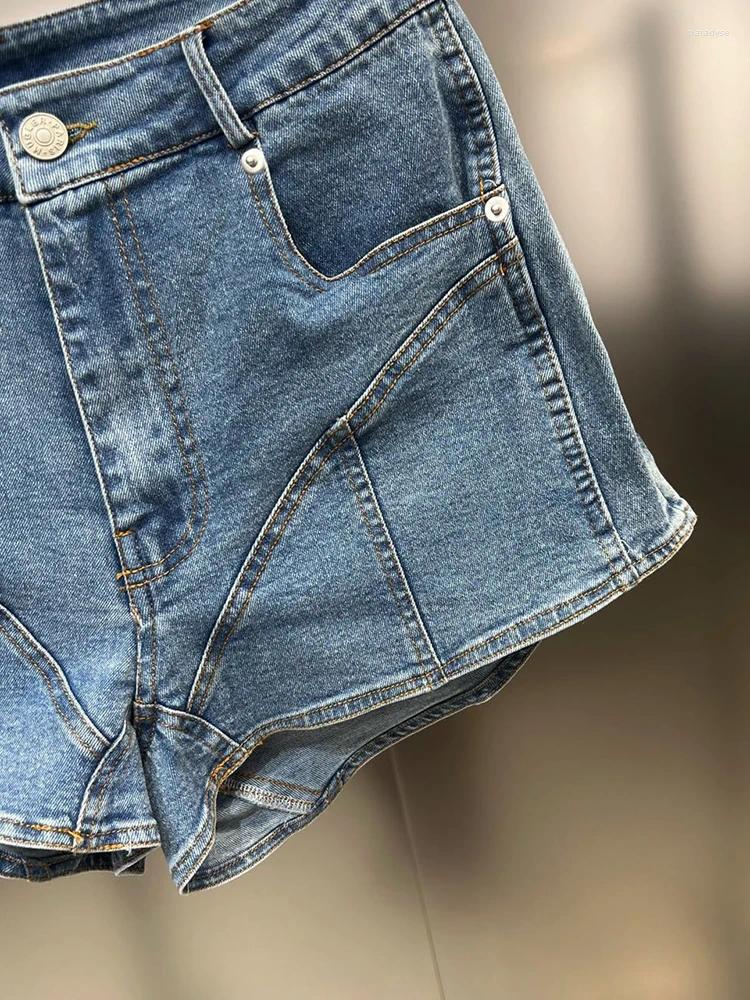 Women's Shorts Fashion Contrast Color Patchwork Denim Streetwear Trend High Waist Loose Short Jeans 2024 Summer 11XX3039