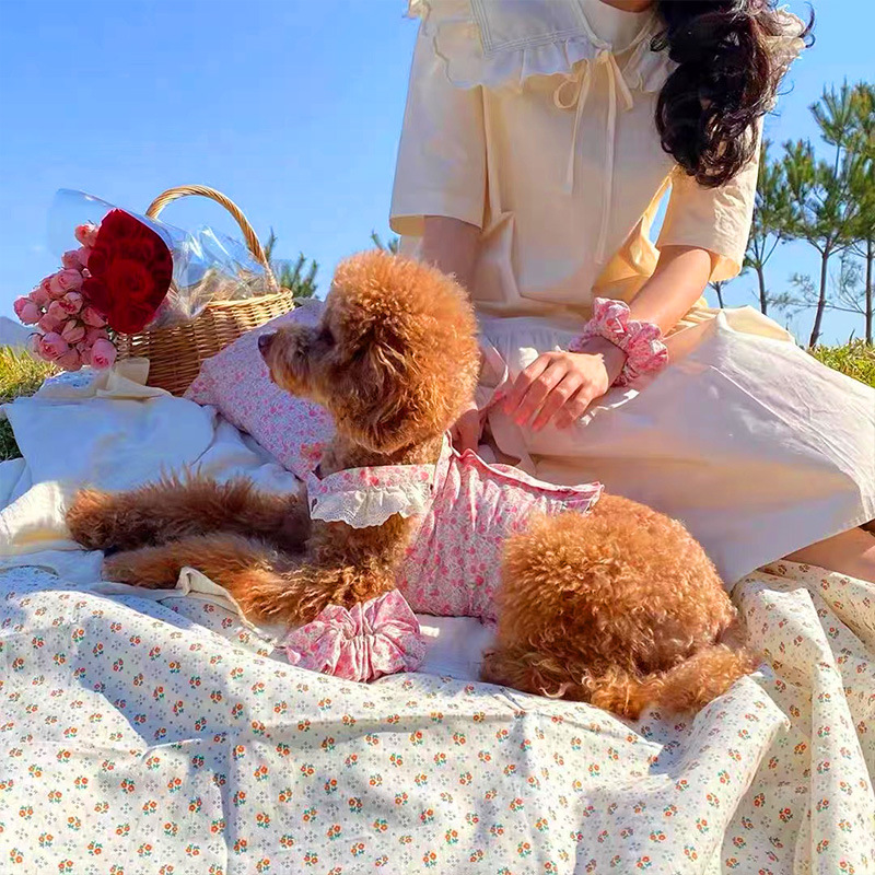 Dog Floral Dress Puppy Clothes Cat Summer Pet Clothes Chihuahua French Bulldog Yorkie Small Dog Dress Pet Vest Dog Skirt Female
