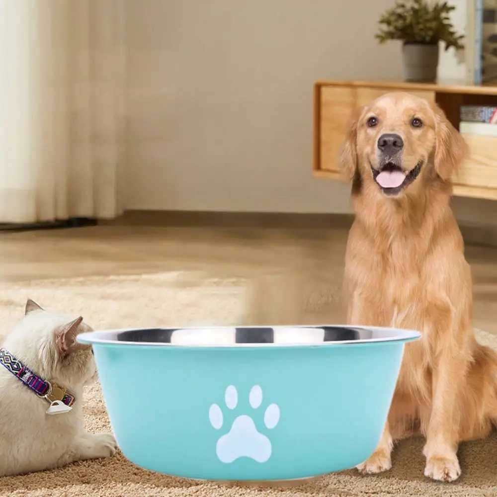 1 PCS Non-slip Stainless Steel Dog Bowl Large Capacity Pet Feeding Bowl Creative Cat Paw Pattern Water BowlXJ241125