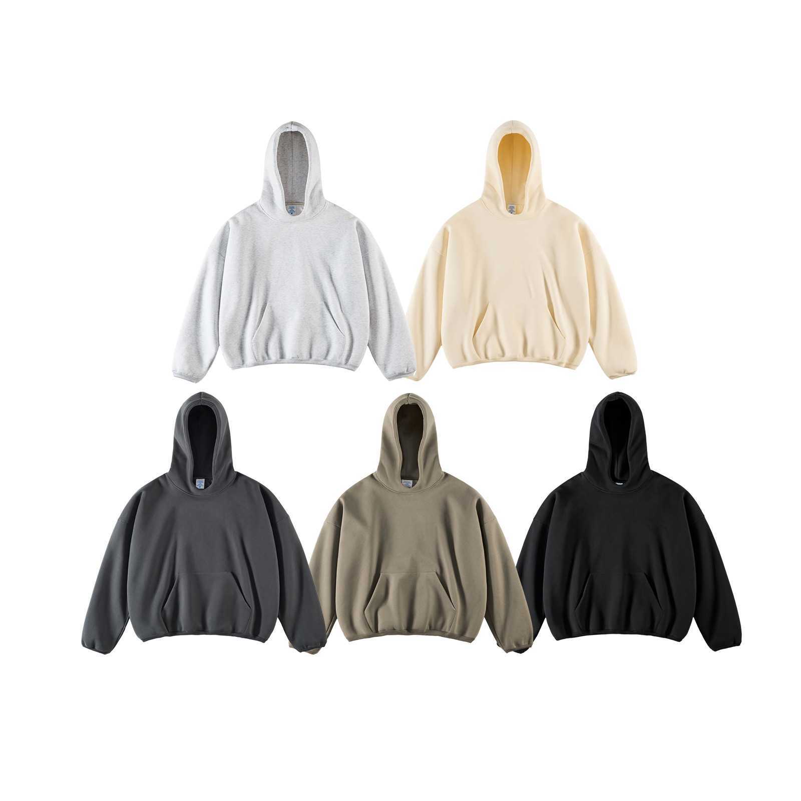 Mens solid color double-layer oversized zipper cotton retro high-quality hoodie 2024 spring/summer new casual streetwear W240921