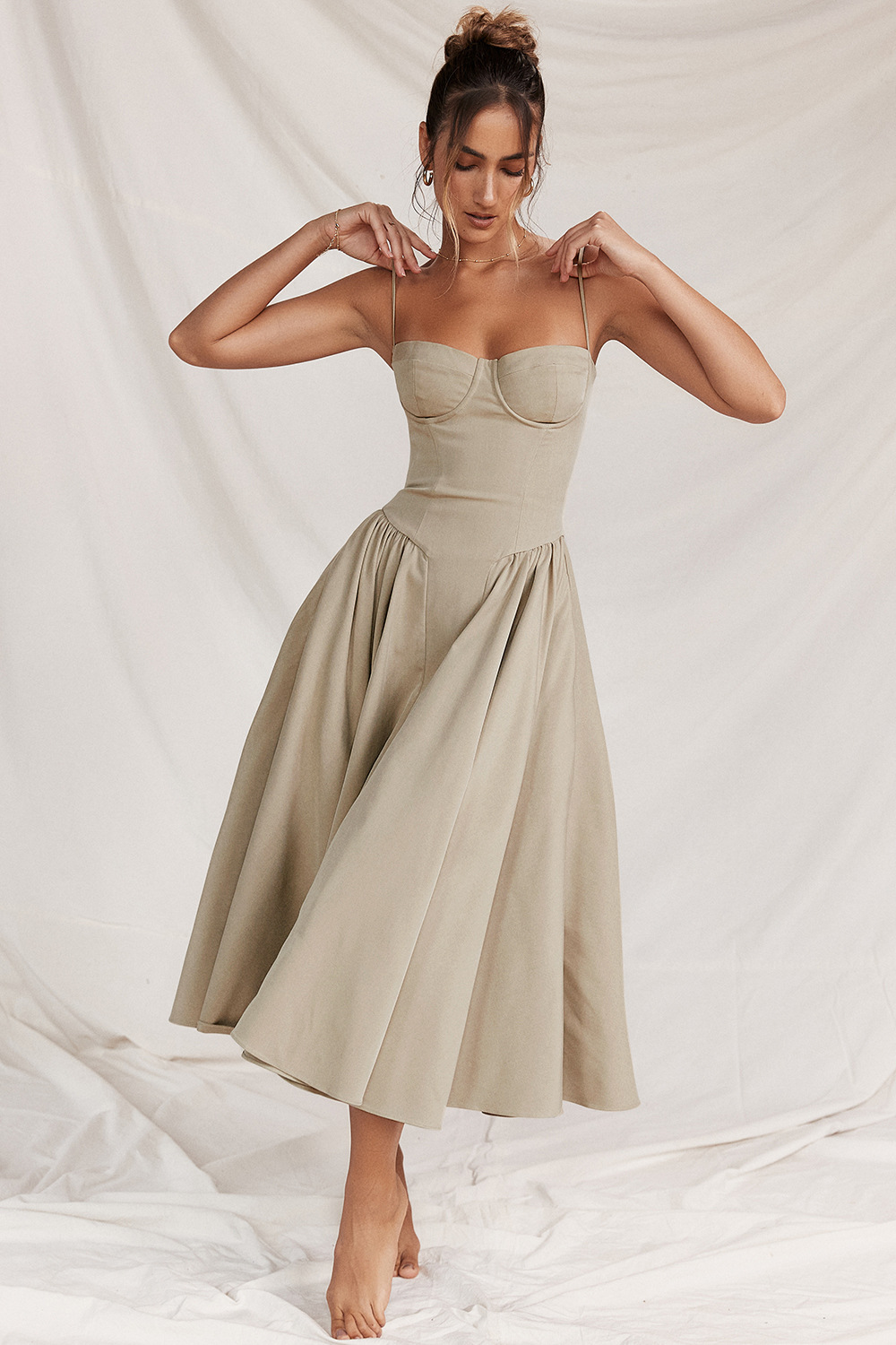 Designer Summer women skirt French vintage maxi dress court style sexy wear halter dress Floral solid color new Dresses