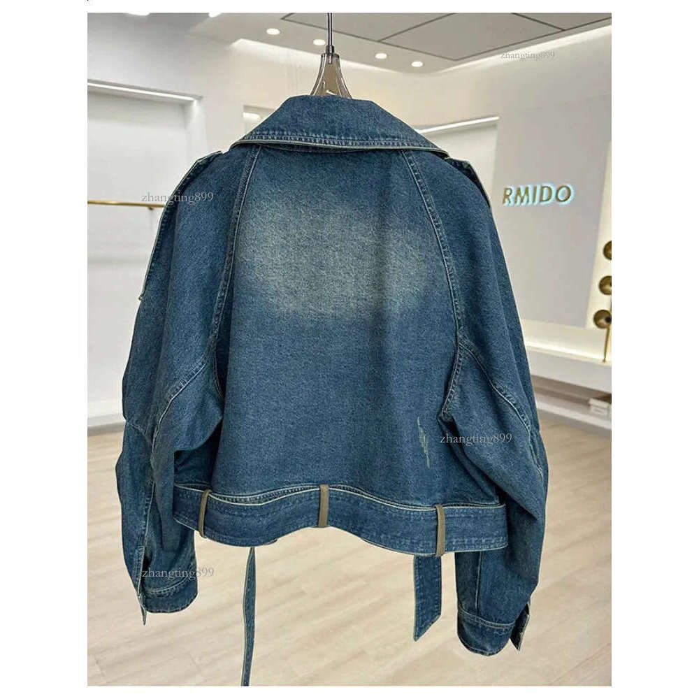 Vintage Motorcycle Denim Short Jacket Women Y2k Streetwear Korean Fashion Oversize Jean Jackets Winter Outdoor Coat 240823