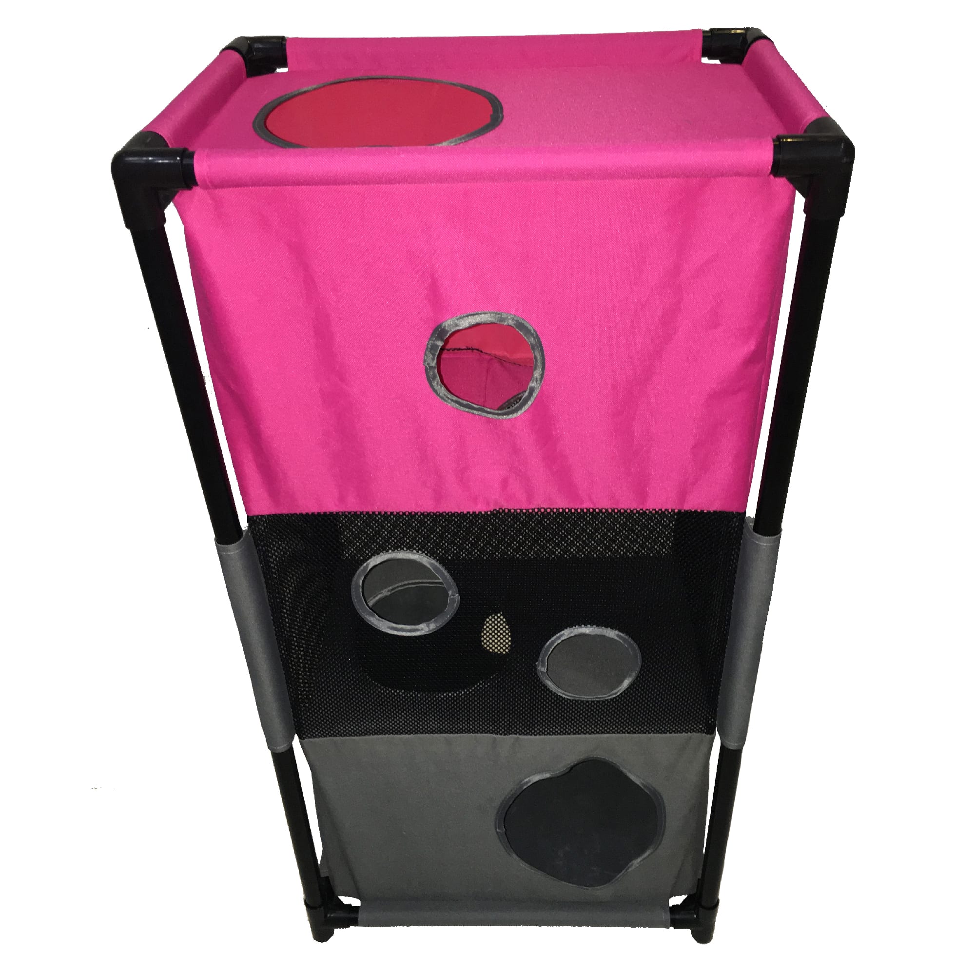 Pet Life Pink Square Obstacle Soft Folding Sturdy Play-Active Collapsible Travel Cat House, 17.71" L X 11.81" W X 35.43" H