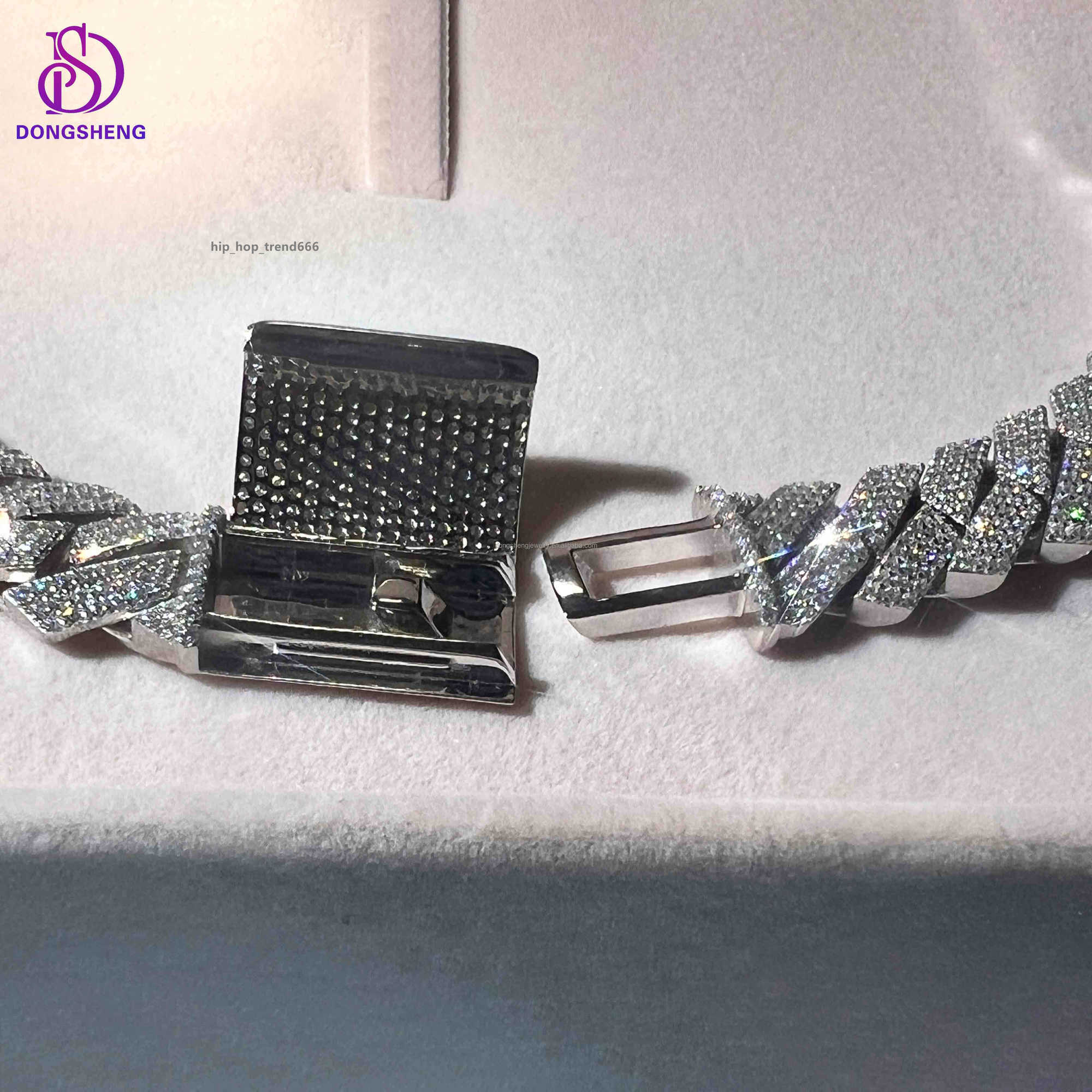 VVS Moissanite Cuban k Chain Fashion Jewelry Necklace Hip Hop Iced Out High Quality Sterg Sier 13mm 14mm 15mm 1pcs