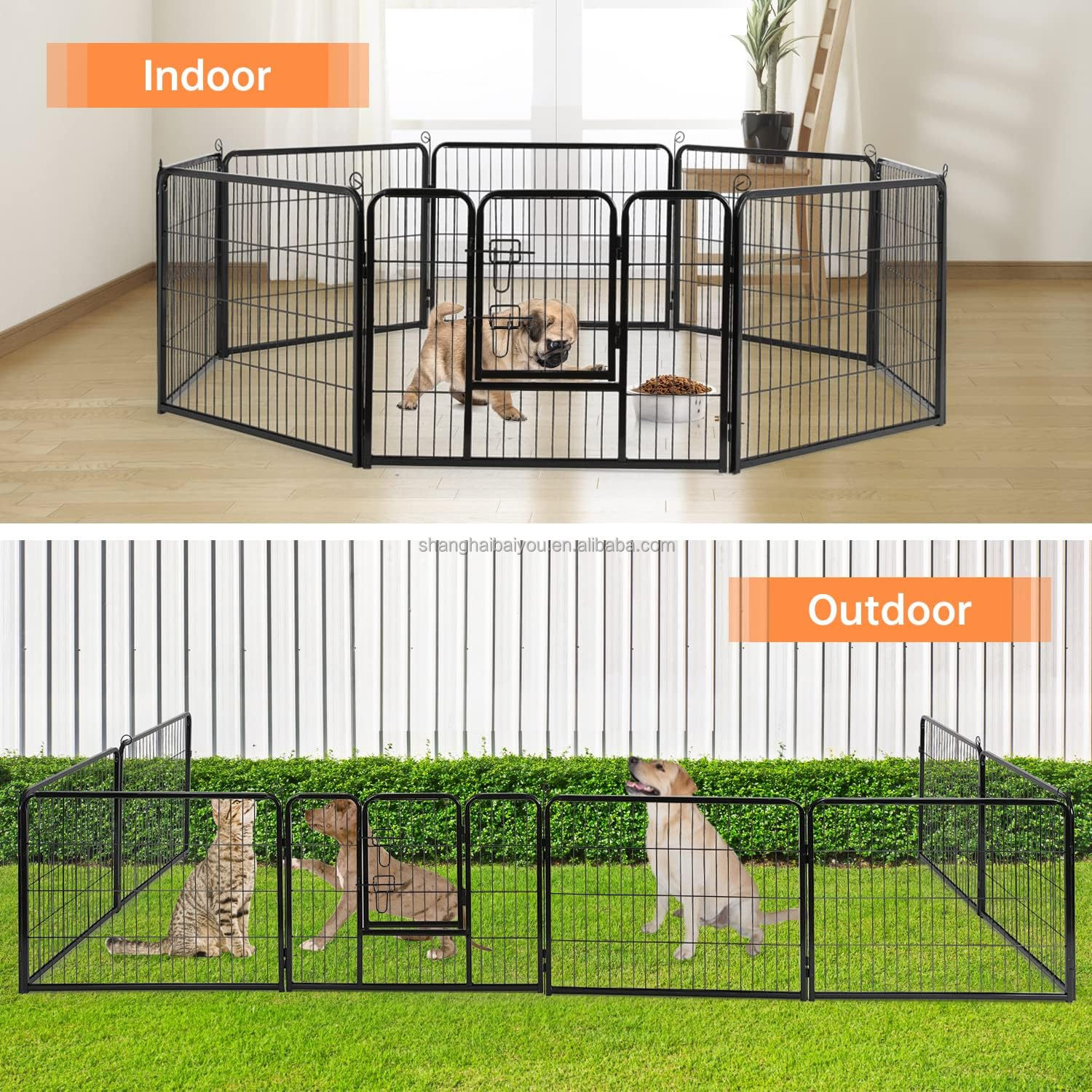 Heavy Duty Solid Metal Wire Large Dog Chain Link Rabbit Mesh Kennel Crate Pet Cage