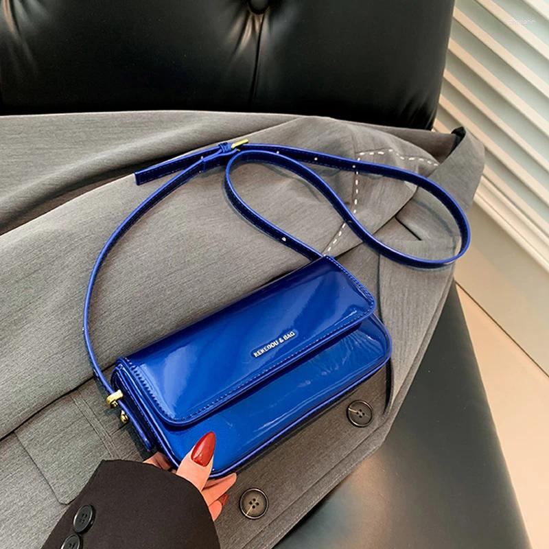 Drawstring Retro Patent Leather Shoulder Bag For Women Handbag Brand Cross Body Underarm Red Top Handle Women's Bolsos Mujer