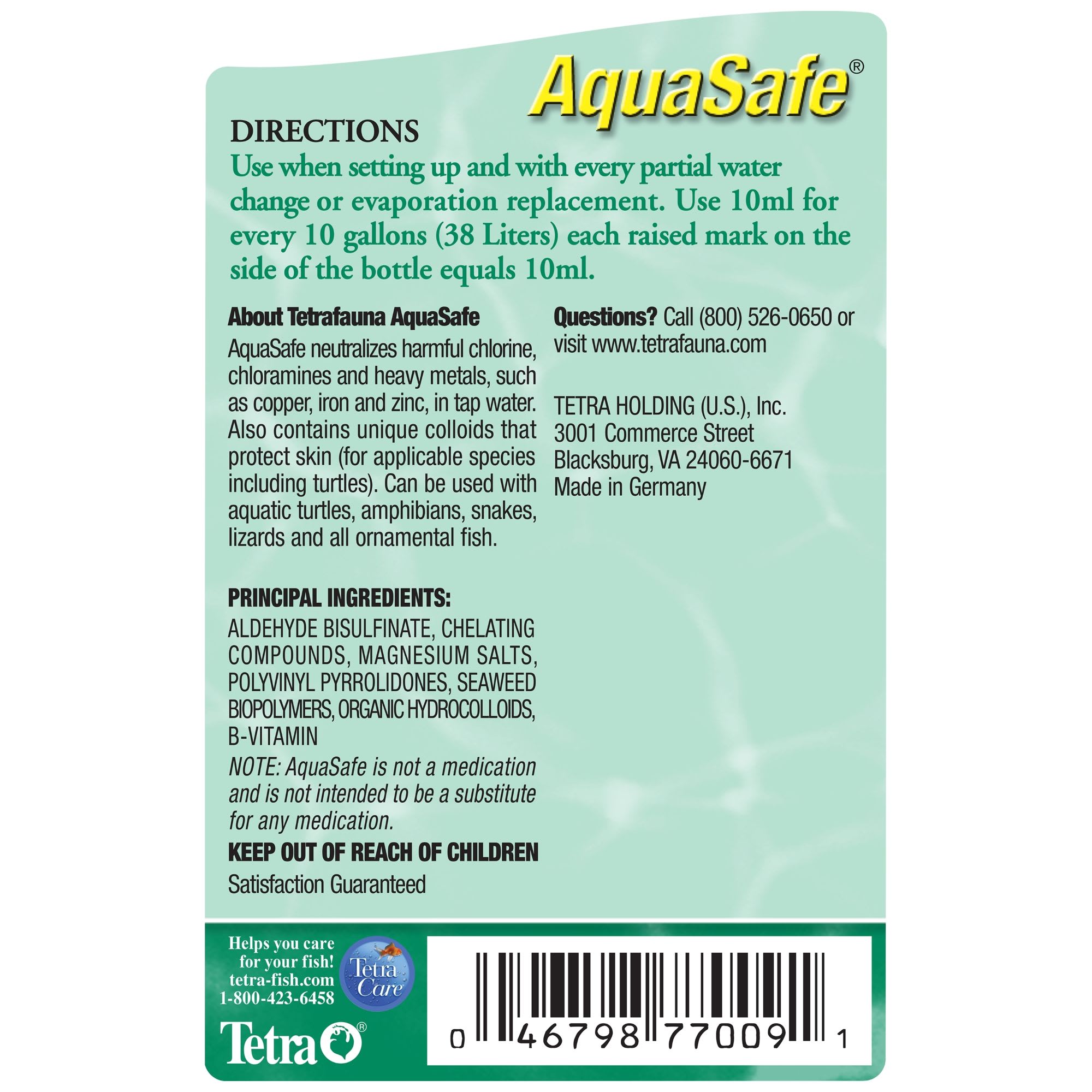 TetraFauna AquaSafe Reptile & Amphibian Water Conditioner, 3.38 oz.