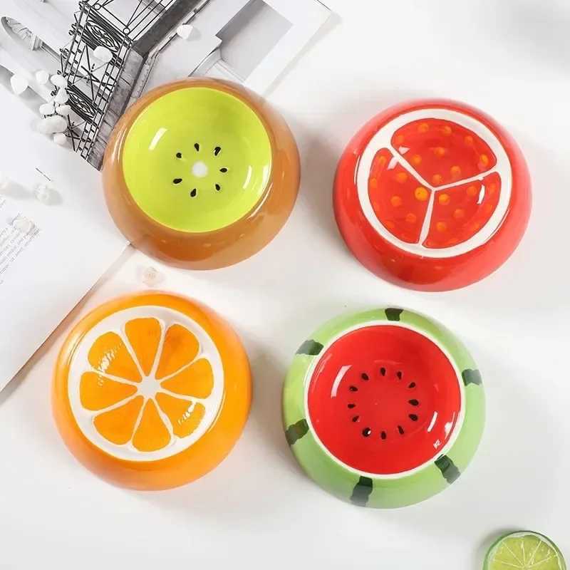 4 Cute Designs Pet Ceramics Bowl Watermelon Strawberry Shape Cat Food Bowl Small Dog Colorful Water SuppliersXJ241125