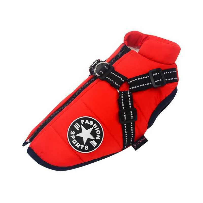 Large Pet Dog Jacket With Harness Winter Warm Dog Clothes For Labrador Waterproof Big Dog Coat Chihuahua French Bulldog OutfitsXJ250109