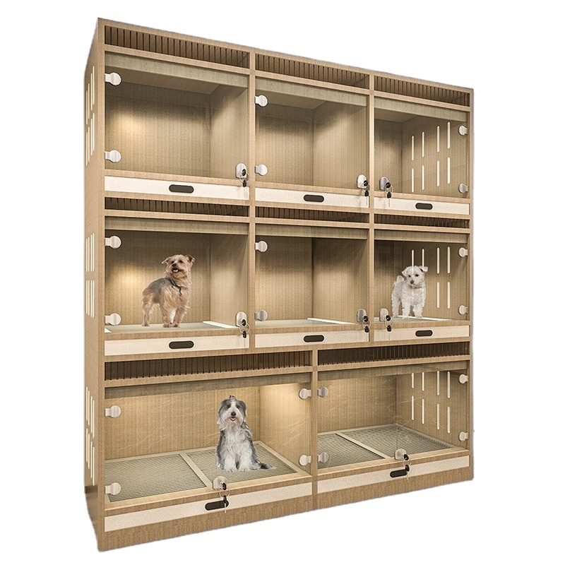 Dog Crate Pet Houses & home Luxury Custom Size and Color Stackable Commercial Large Solid wood Indoor Breeding Puppy Dog Crate