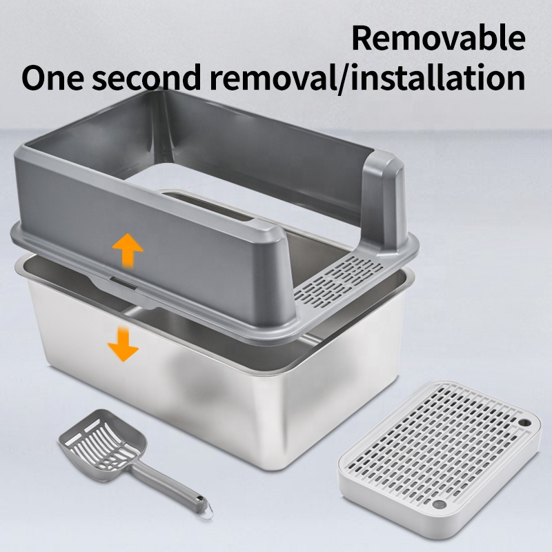 Super Large Heavy-Duty Stainless Steel Cat Litter Bin Stable and Robust for International Market Demand for Cat Sand Storage