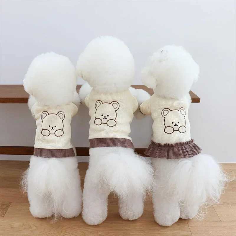Cute Couple Dog Clothes For Dog Dresses Pet Shirt Waffle Cat Dog Shirt Puppy Pet Skirt Clothing For Dogs Cats Chihuahua YorkieXJ241125