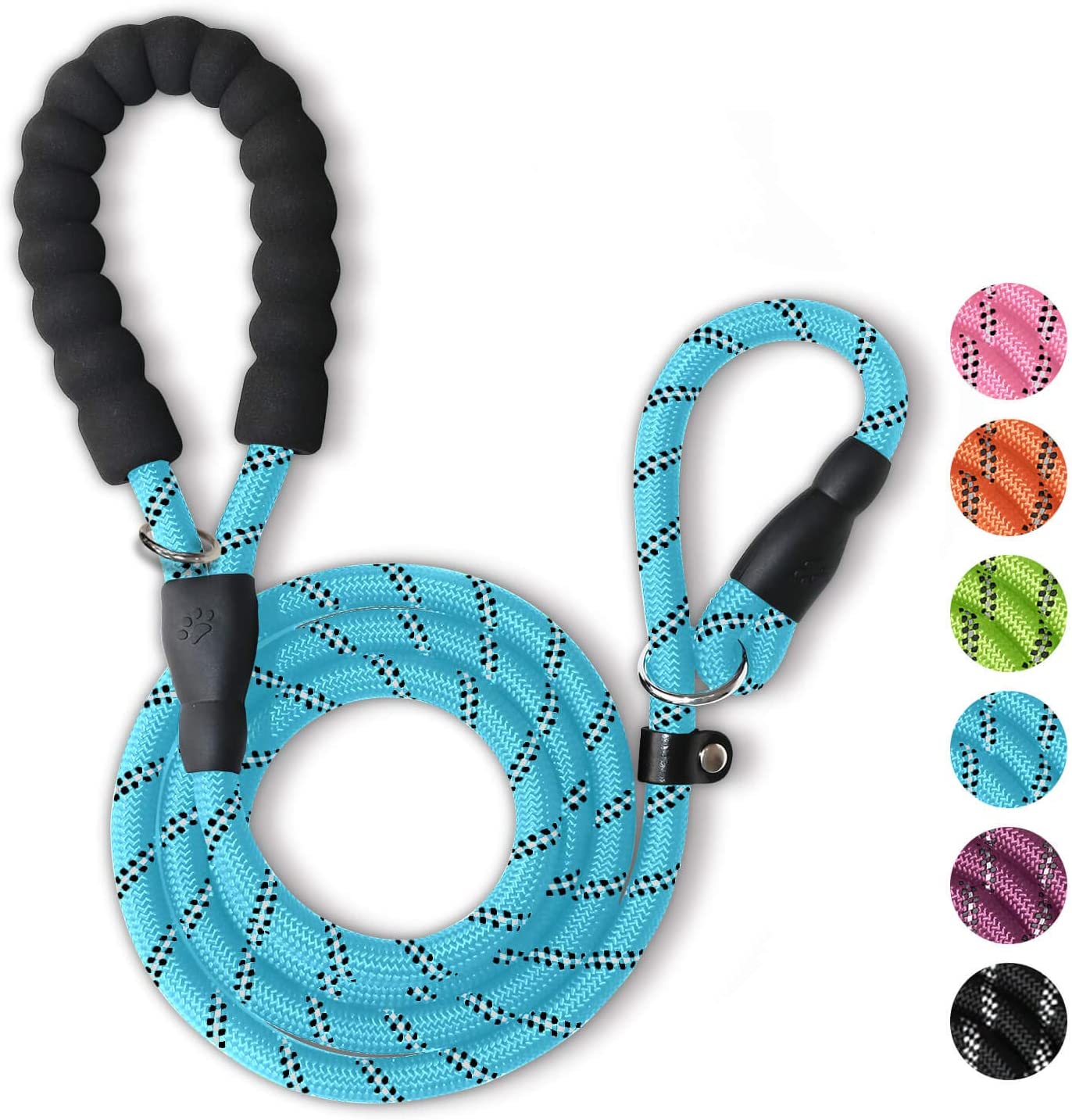 Wholesale OEM Pet Leashes Clasp Climb Variety Color handsfree Reflective Nylon Braided Rope Dog Leash with Soft Padded Handle