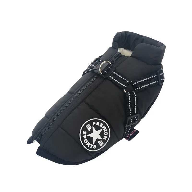 Large Pet Dog Jacket With Harness Winter Warm Dog Clothes For Labrador Waterproof Big Dog Coat Chihuahua French Bulldog OutfitsXJ250109