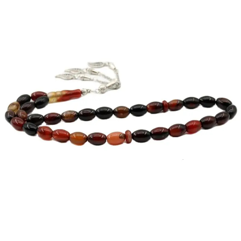 Natural Agate 33 Oval size 8*12 mm stone misbaha Mans prayer beads Rosary islamic subha tasbeeh 66 Tasbih Muslim 240410