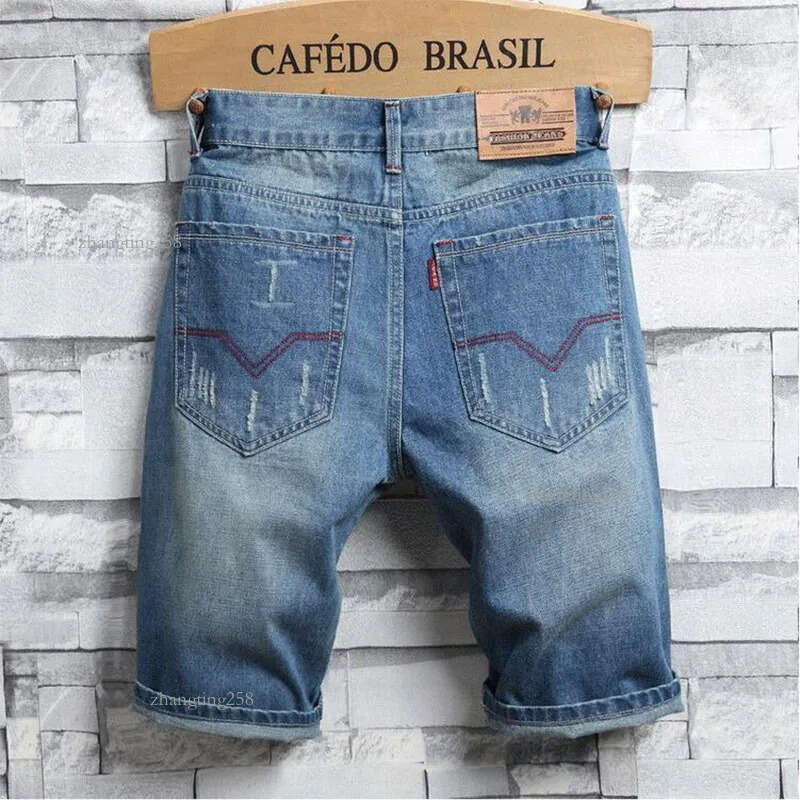 2020 Men Jeans Shorts Blue Colors Patch Patch Printed Washed Pants Fashion Designer Short Ripped For Men
