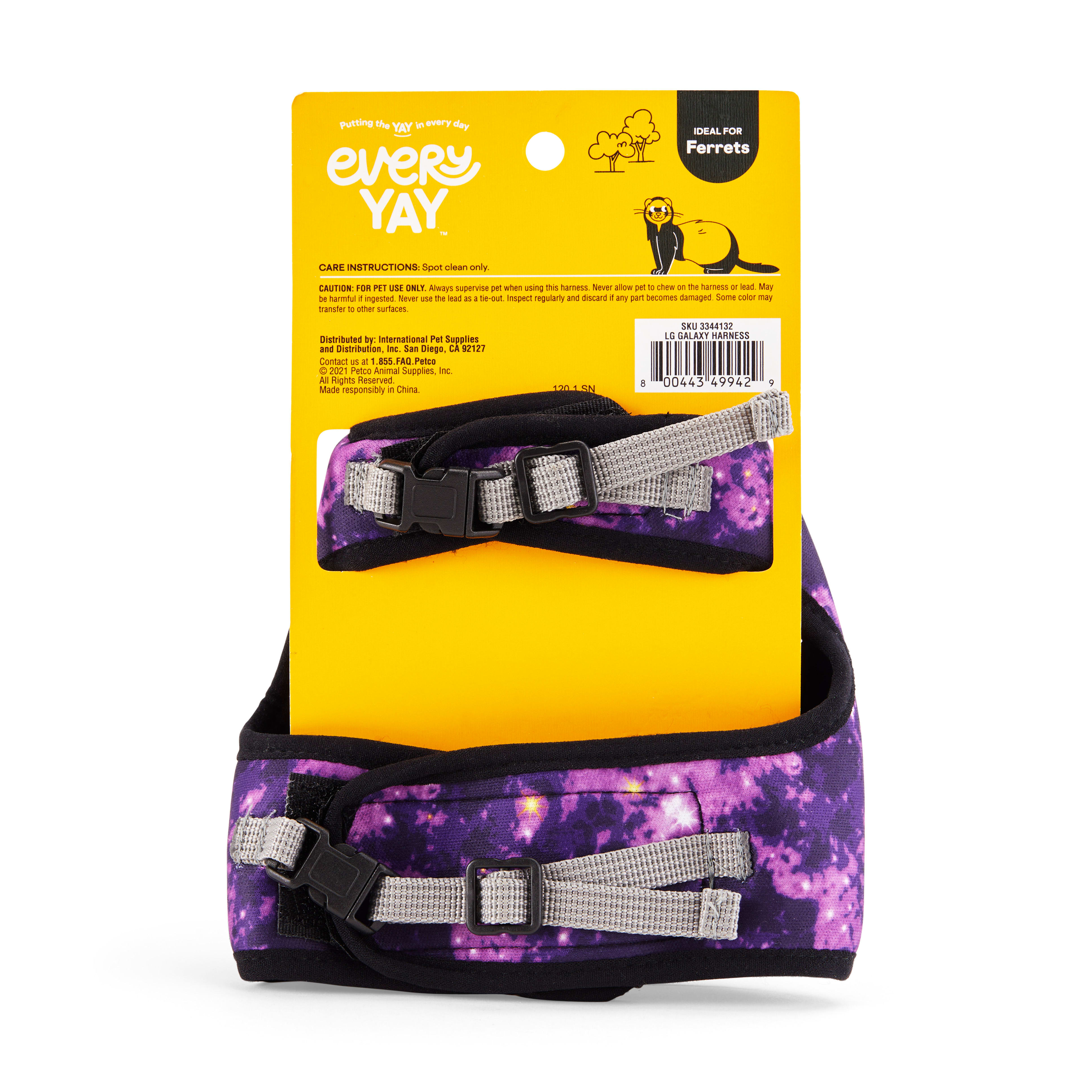EveryYay Wear With Flair Galaxy-Print Ferret Harness and Leash, Large