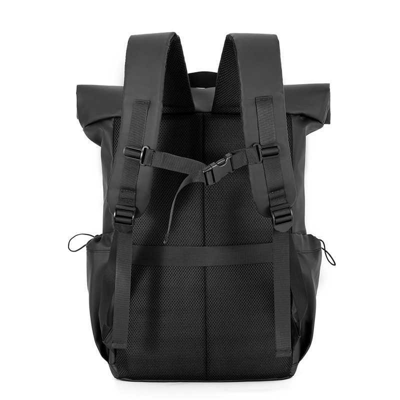 New Roll Mouth Trendy Men's Backpack Large Capacity Backpack Anti Splashing Personalized Travel Bag College Student Backpack 241125