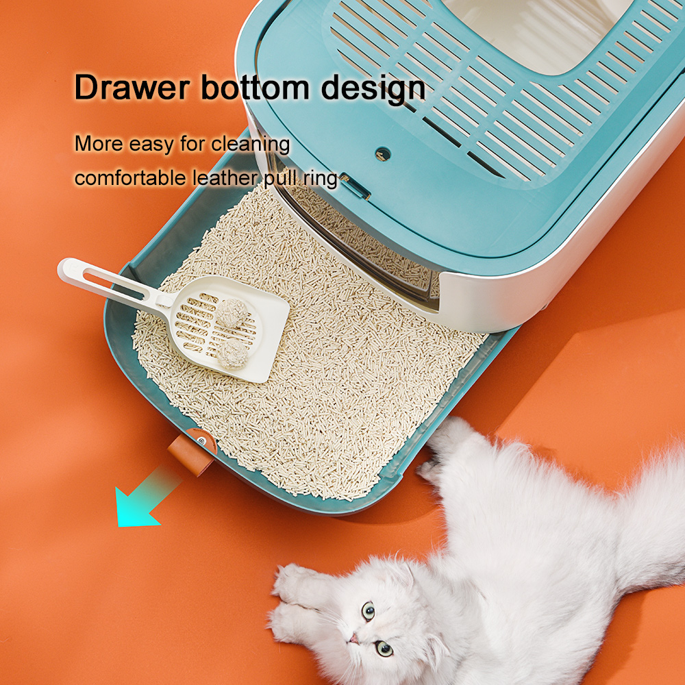 PAKEWAY OEM ODM New Closed Cat Toilet Plastic Large Space Cat Litter Box Cat Litter Trays
