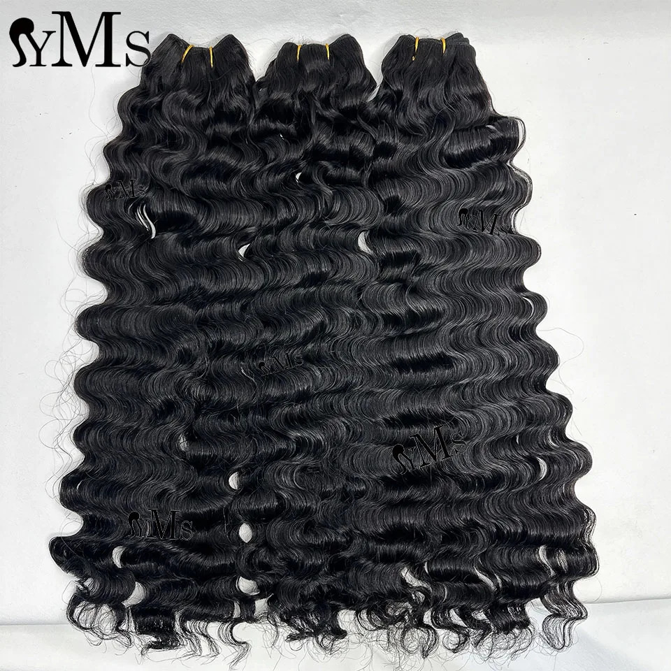 Burmese Wave Double Drawn Human Weft Bundles YMS 3A3B Curly Raw Cambodian Wavy Hair Full Head Wholesale 1Pcs100g 240408