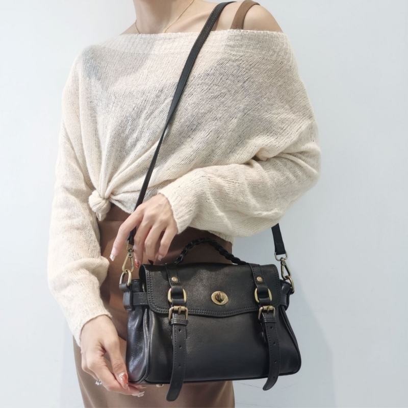 England Style Classic Handbags Women's Messenger Bags Retro Natural Cowhide Leather Satchel Female Shoulder Crossbody Bag Purses Genuine Leather