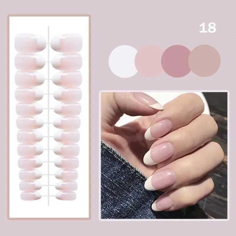 24pcs 20pcs French fake nails coffin ballet fake nails fully finished fake nail patches girls can wear and press fake nailsW250120