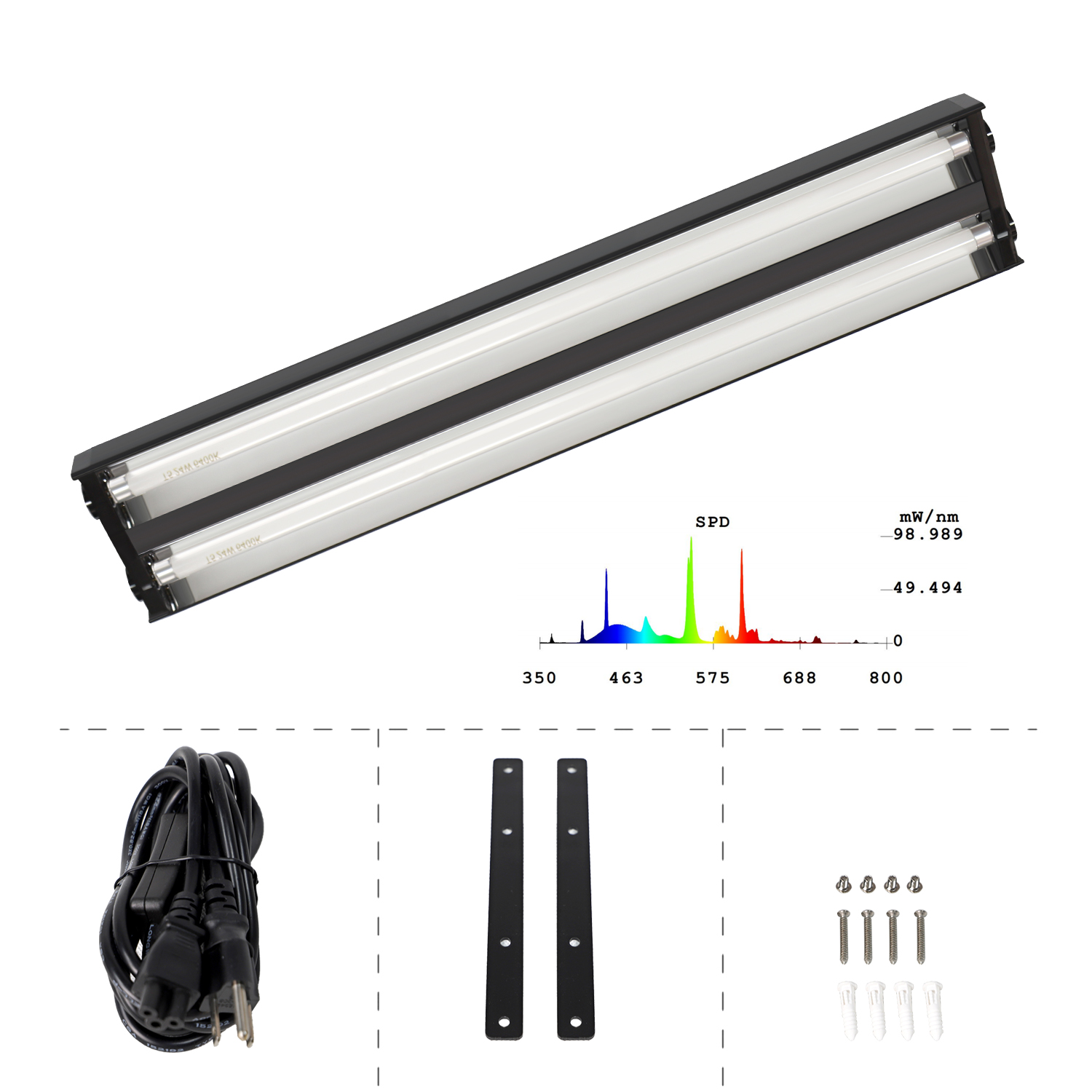 US EU 24W 48W 80W 100W Reptile Dual Lamp Fluorescent fixture T5 Reptile Lights for Reptile Glass Terrarium