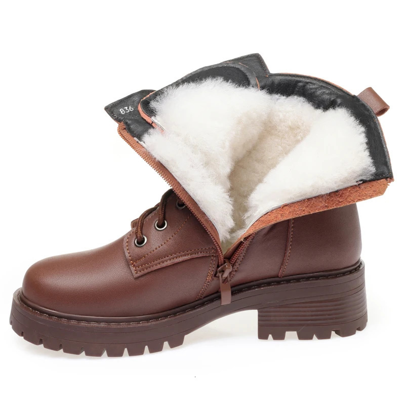 AIYUQI Boots female winter Large Size drop Non-slip Womens Snow Boots Genuine Leather Warm Women Ankle Boots 241125