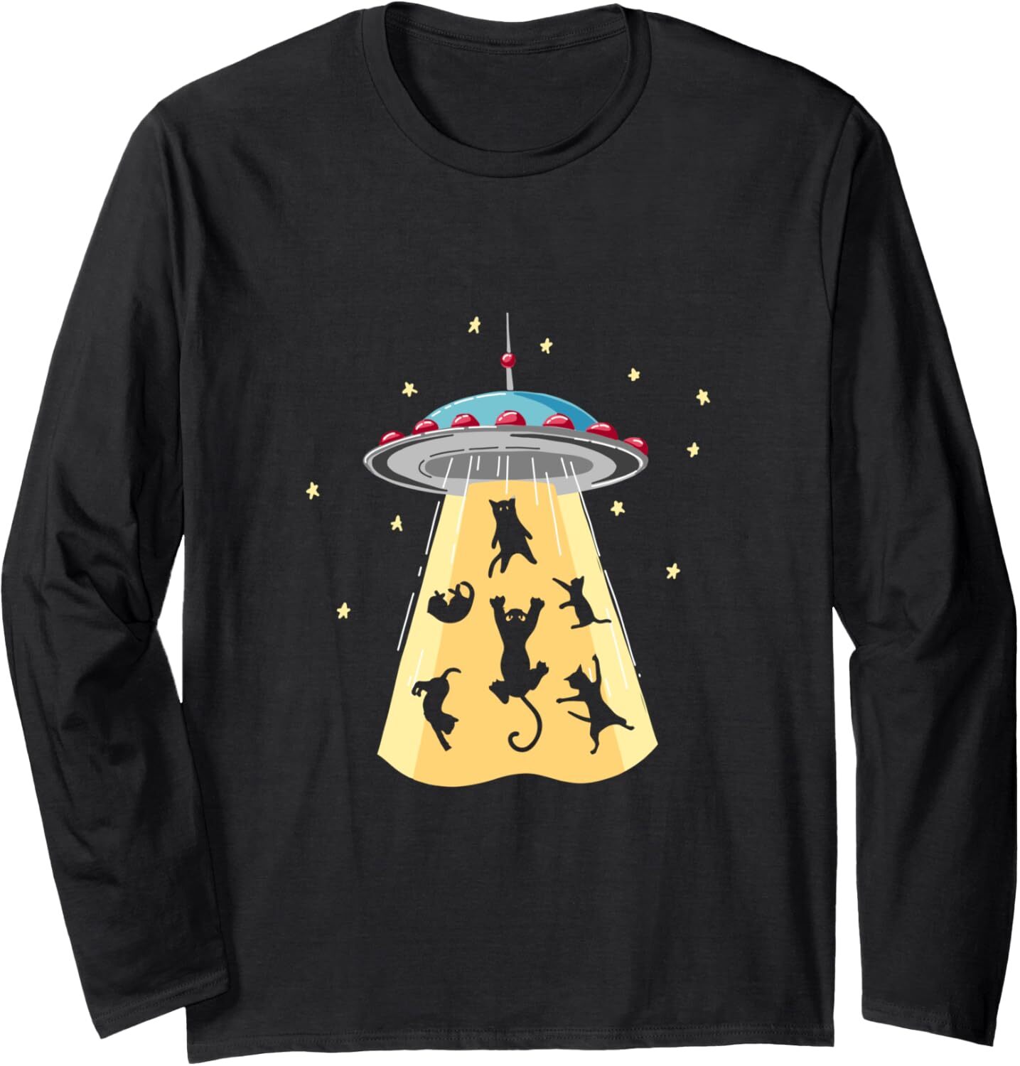 Long Sleeve Shirts for Men sweatshirt UFO Funny Cat Design Long Sleeve Tee Streetwear Casual tops clothes color