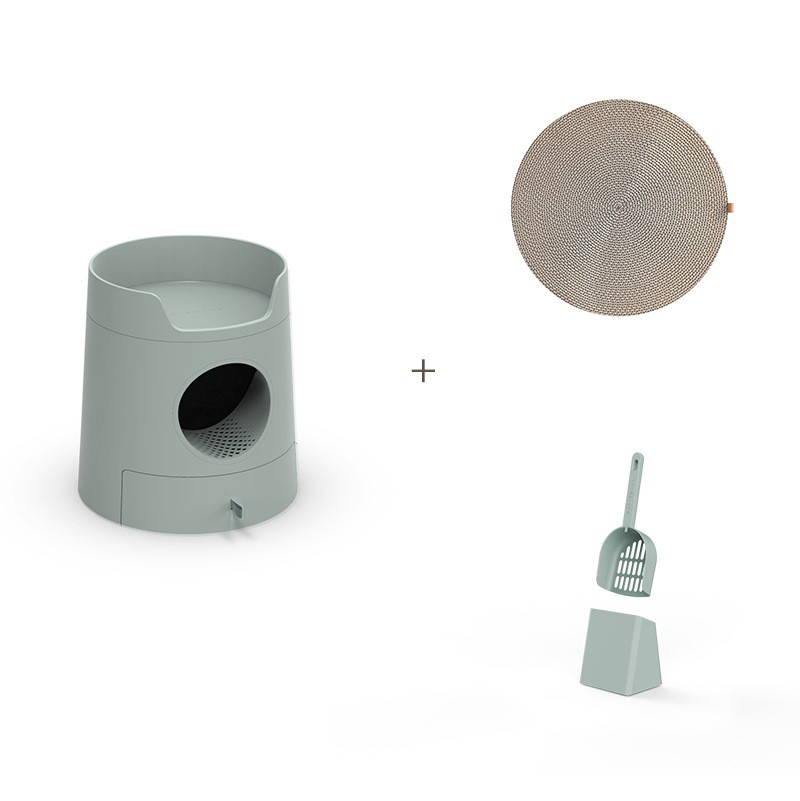 Luxury Cat Toilet Litter Box With Cat Nest Large Semi-enclosed Litter Box Clean Up Products for Cats