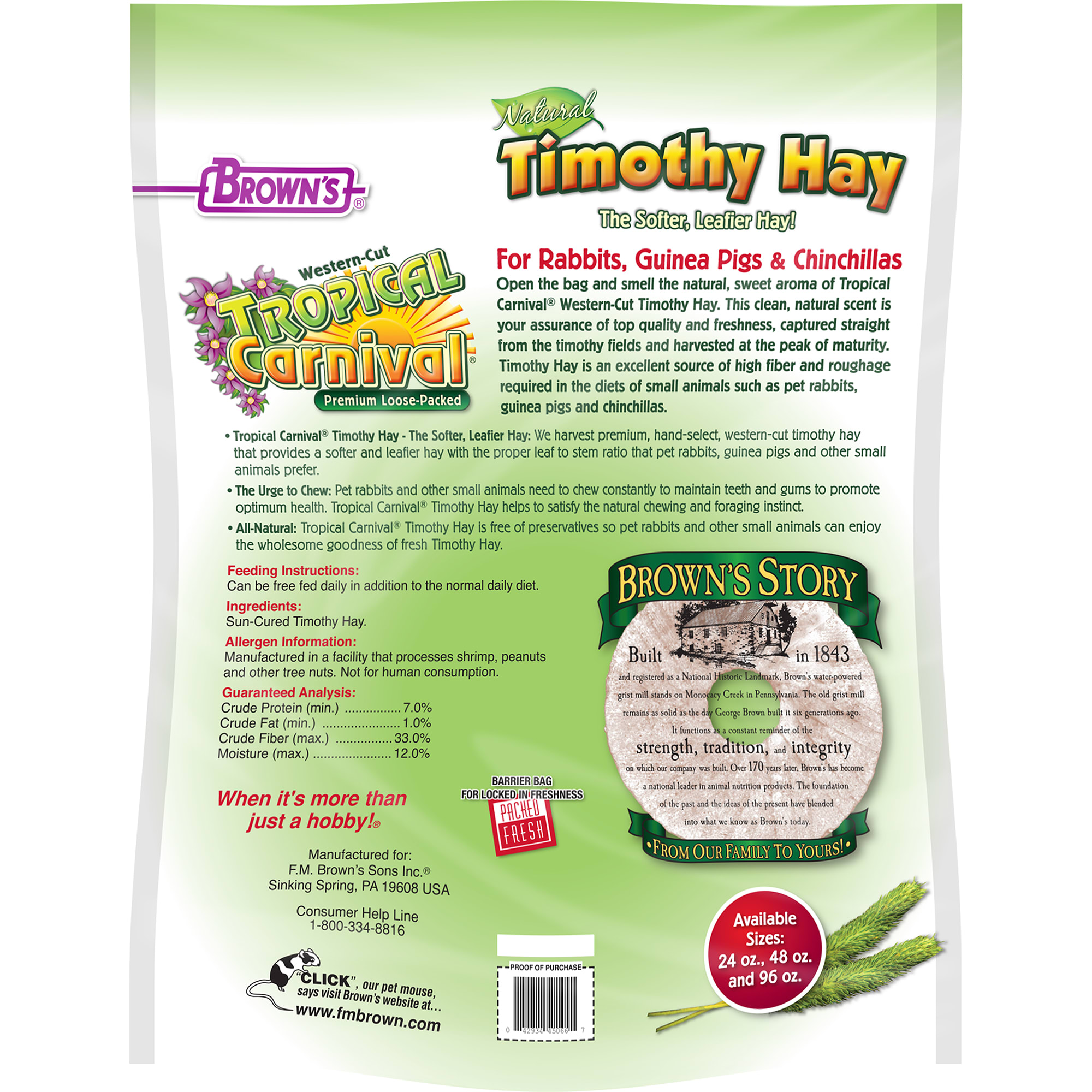 Brown's Tropical Carnival Natural Timothy Hay, 48 oz.