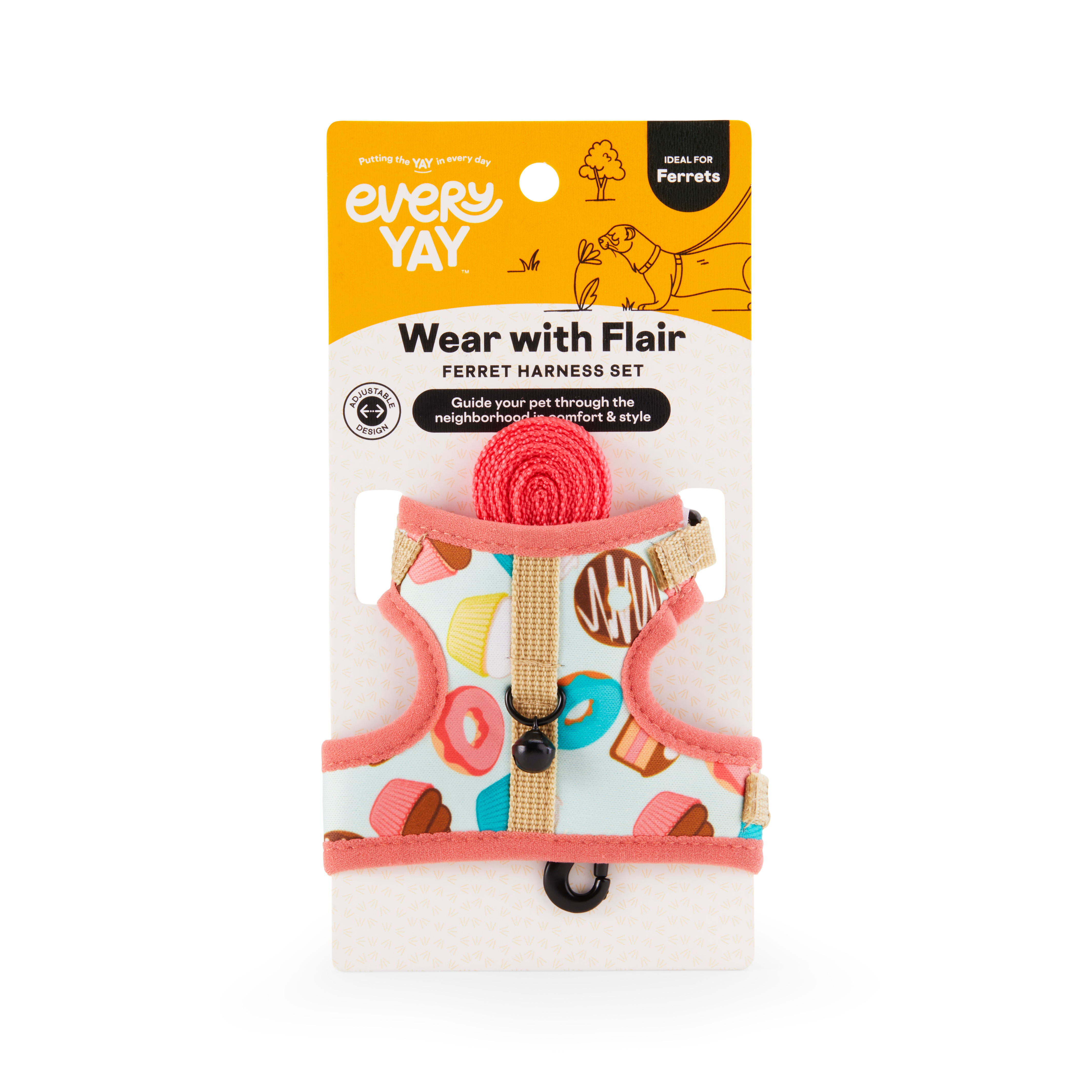 EveryYay Wear With Flair Sweet-Print Ferret Harness and Leash, Small