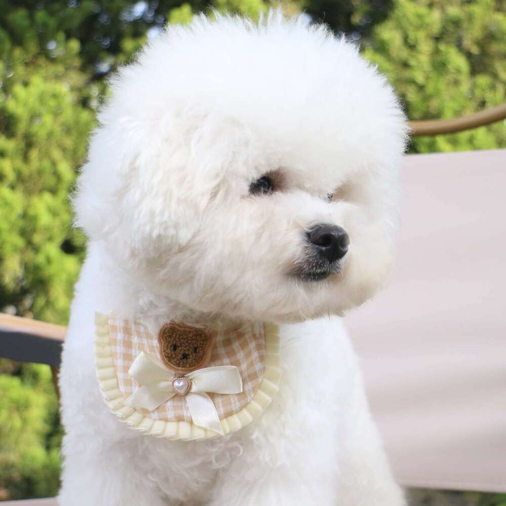 Ins style Korean towel, cat collar, scarf, small dog bib, pet plaid drool towel