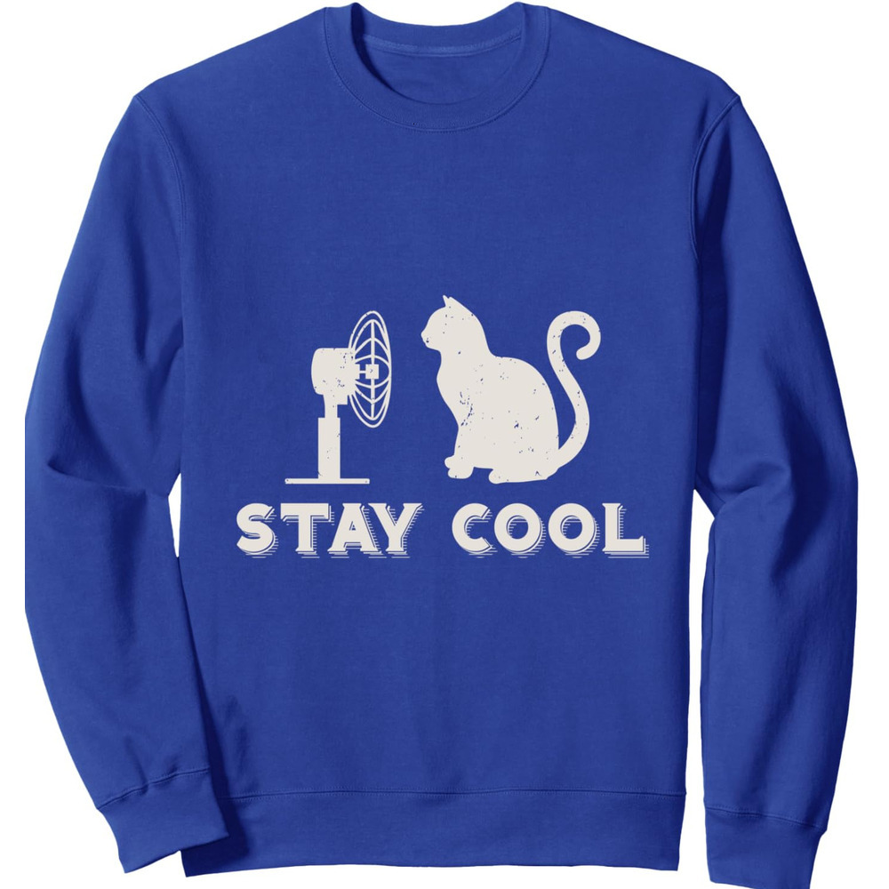 Long Sleeve Shirts for Men sweatshirt Cat Meme "Stay Cool" Funny Cat Design Sweatshirt Tee Streetwear Casual tops clothes cool color