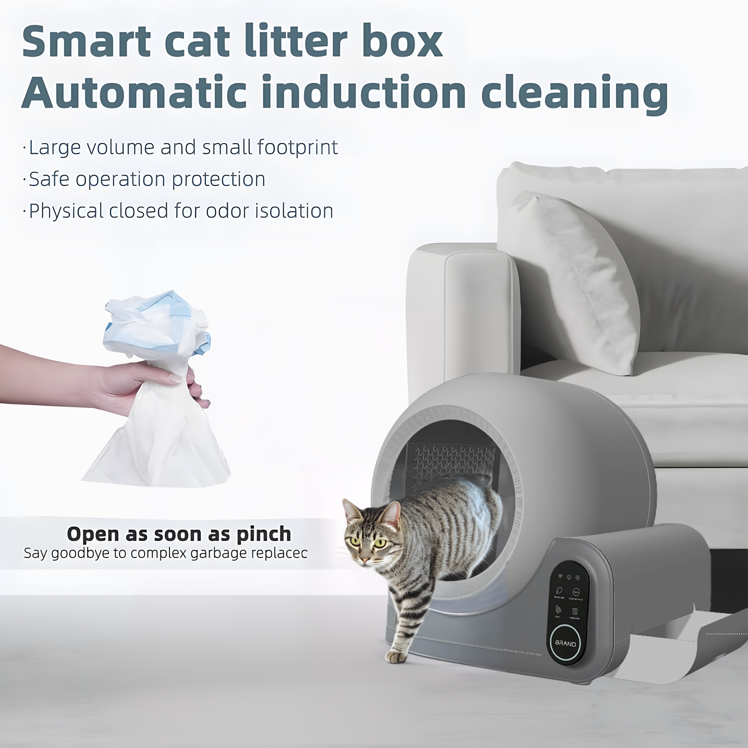 Electric Self Scooping Litter Box Pet Safety Protection Litter Box Smart Automatic Cat Litter Box & Accessories With App