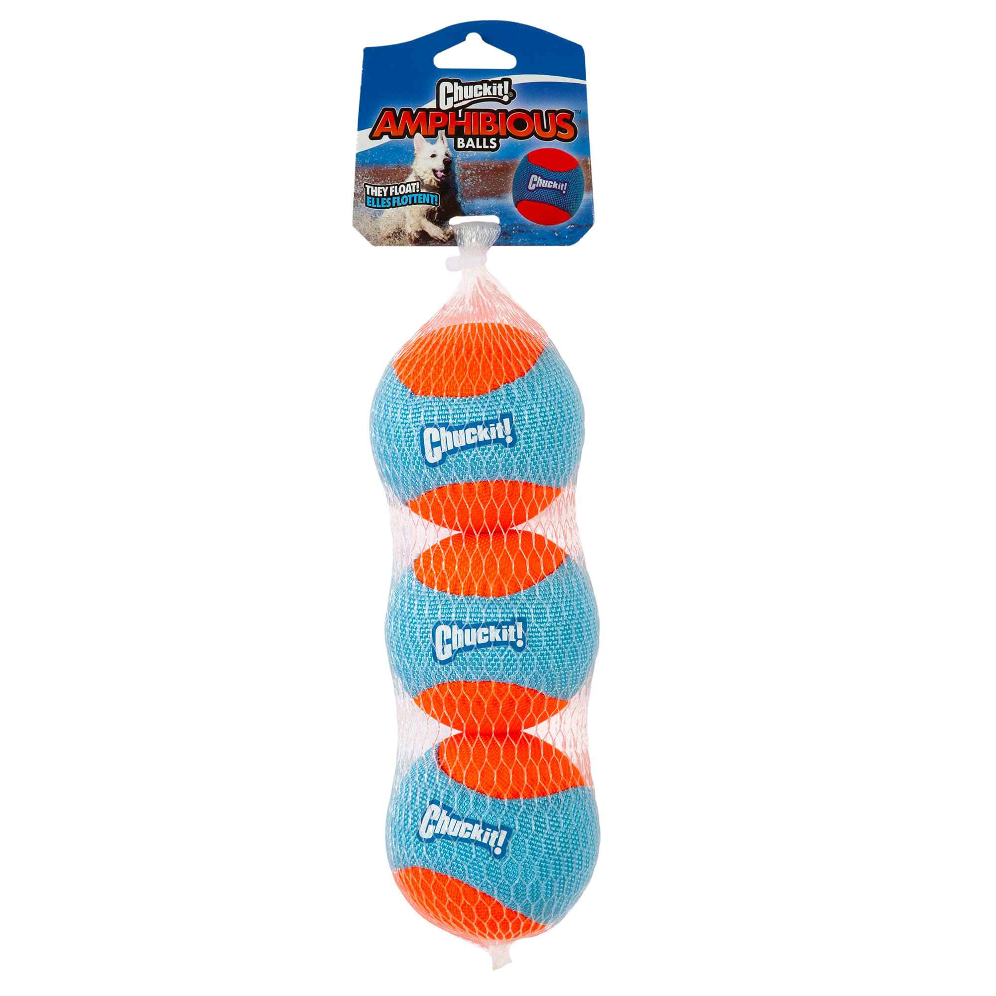 Chuckit! Amphibious Fabric EVA Fetch Balls Interactive Dog Toy, Pack of 3