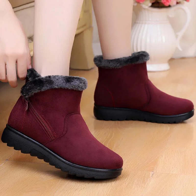 Winter Boots Women Warm Plush Snow Shoes for Woman Ankle Botas Mujer Zipper No-slip Loafers Ladies Casual Comfort Flats Botas 241125