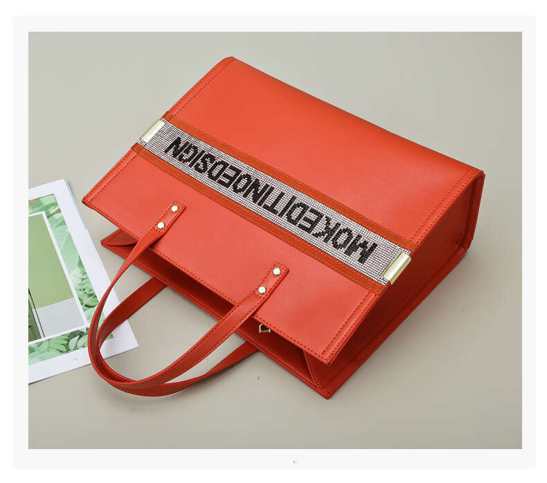 Summer New Large Capacity Handbag Orange Texture Women's Handbag Large Capacity Shoulder Bag